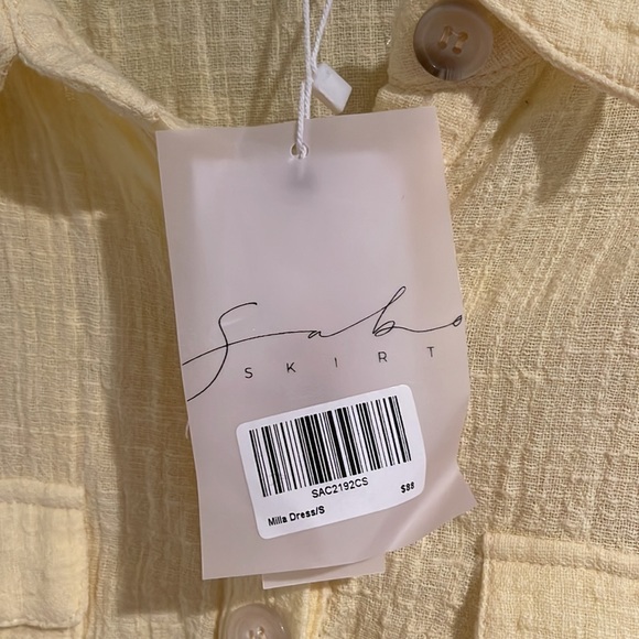NWT Sabo Shirt Dress.  Small. Pale yellow with a tie in the back. - Picture 5 of 12